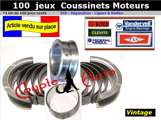 Lot 100 jeux coussinets moteur vehicules annees 1950 1980 (vente sur place))