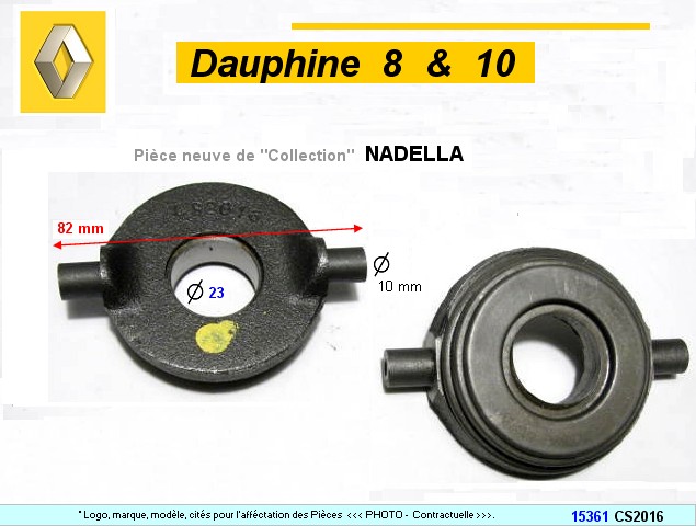 Bute embrayage RENAULT R8 R10 auto centre sur mcanisme avec glace (Nadella)