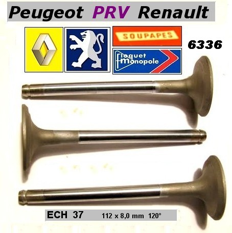 Soupapes Echappement PSA moteurs V6 PRV Z6W Z7U Z7V (3 pieces)