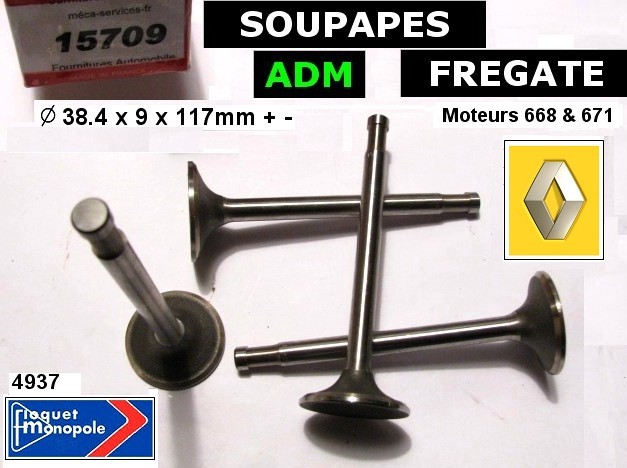 Soupapes Admission RENAULT Frgate Moteurs culbuts 668 & 671 38 x 9 x 117 mm FM 4937