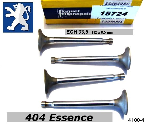 Soupapes Echappement PEUGEOT 404 Essence 33.5mm x 112 x 8.5mm 