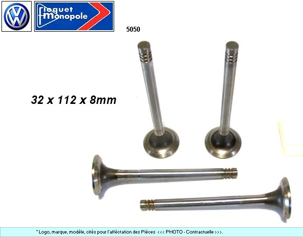 Soupapes Echappement VOLKSWAGEN 32 x 112 x 8mm Floquet Monopole 5050 