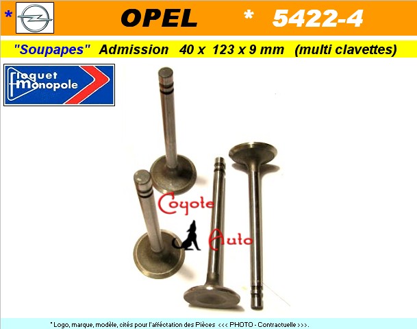 Soupapes Admission OPEL  40 x 123 x 9 mm Floquet Monopole 5422 (collection)