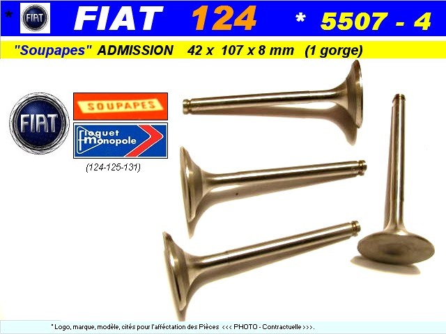 Soupapes Admission FIAT 124 125 131 42 x 107 x 8 mm Floquet Monopole (collection)