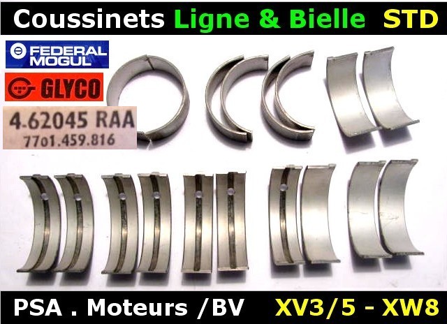 Coussinets de Bielles & de Lignes PSA Visa 104 R14 Samba cotes STD mot XW3