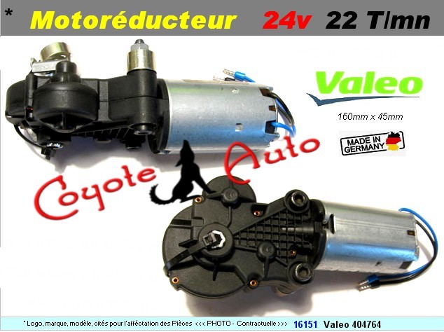 Motoreducteur 24v DC 22 tr/min 4 Nm SWF 404764 VALEO