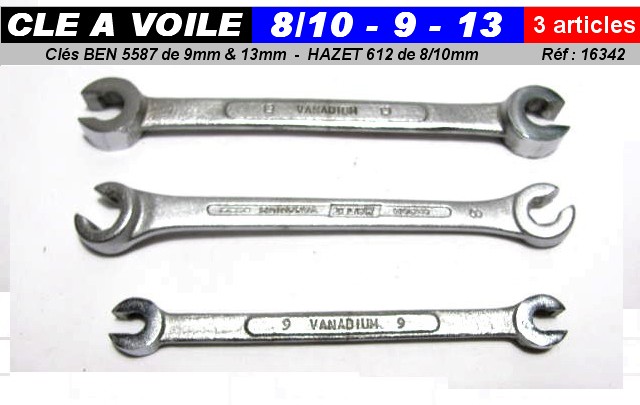 Cles a voile HAZET 8/10mm BEN MULLER  9mm - 13mm (Cle tuyauterie)