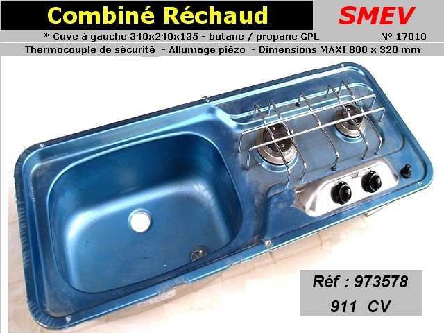 Combine rechaud evier Camping car SMEV 911cv 973578 (vente sur place)