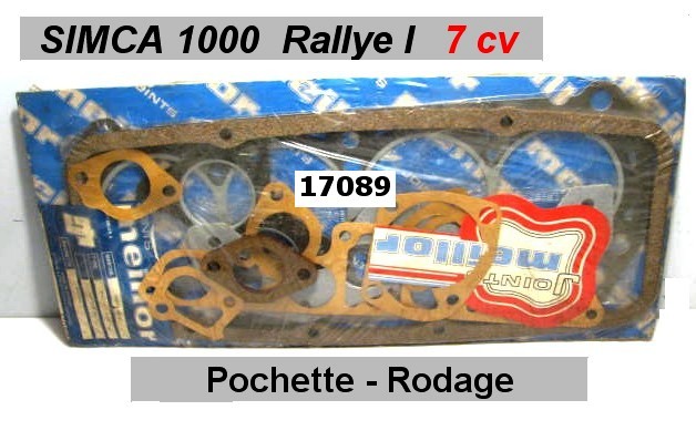 Joint Pochette Rodage SIMCA 1000 Rallye I Moteur 371 7cv MEILLOR 17089