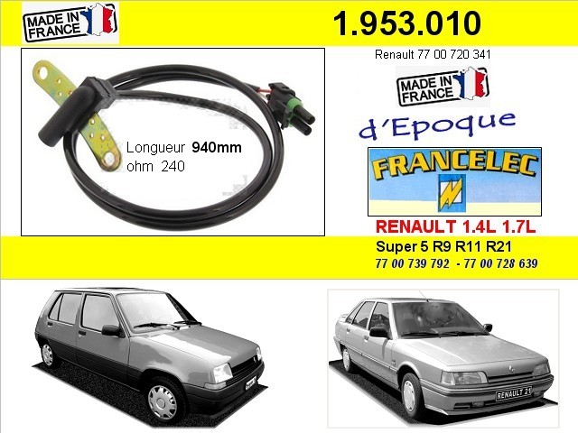 Capteur position vilebrequin Renault 5 R9 R11 R21 1.4L &1.8L 7700739792