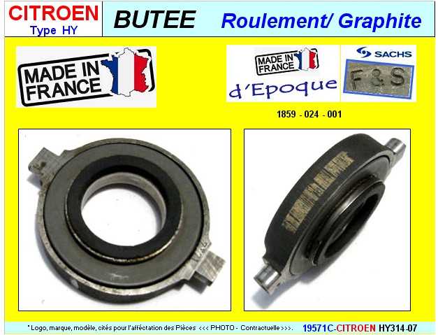 Bute embrayage CITROEN HY HZ  (roulement & graphite)