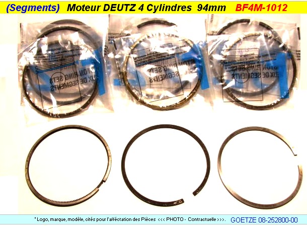 Segments Moteur DEUTZ 3190cc Diesel 4 cylindres diametre 94 mm 3.0 x 2.0 x 3.0 mm