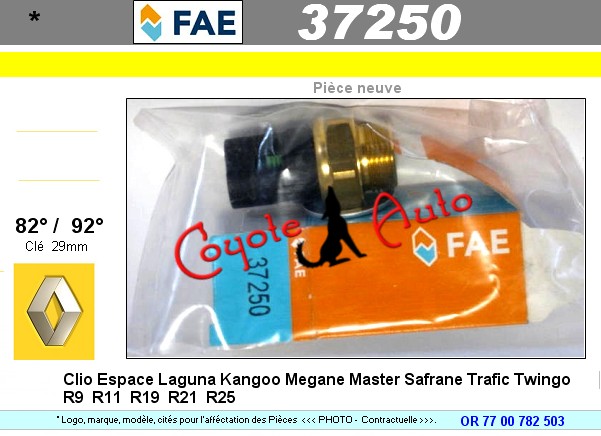 Contacteur temperature ventilateur radiateur RENAULT 7700782503