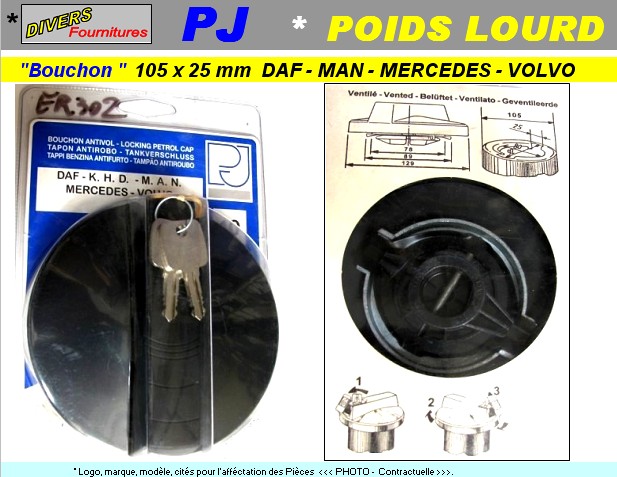 Bouchon reservoir carburant poids lourd Daf Man Mercedes Volvo