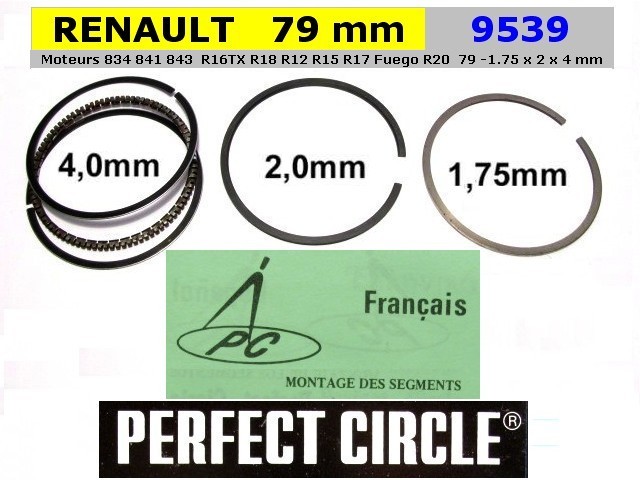 Segments Moteur Renault R16TX R17 R18 79mm 1.75x2x4mm 