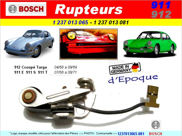 Kit Rupteurs Porsche 912 & 911 1968 a 1972 BOSCH 1 237 013 065-081 (collection)
