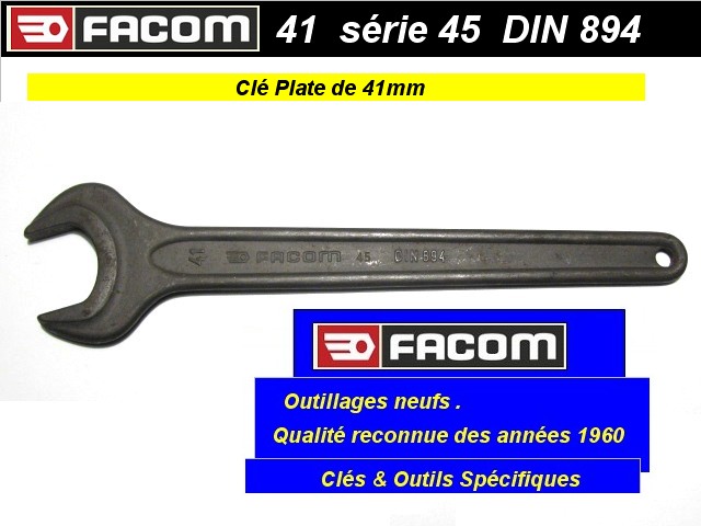 Clé plate Facom 41 mm forgée spécifique série 45 DIN 894 (outillage  atelier) 