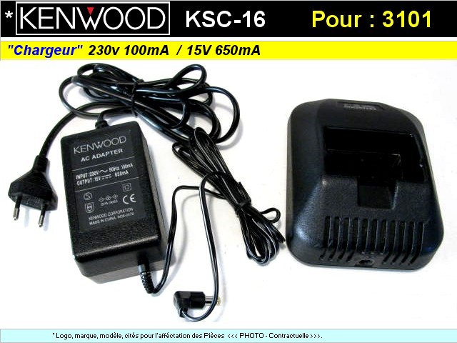 Chargeur KENWOOD KSC16 15v 650 mA pour modle 3101