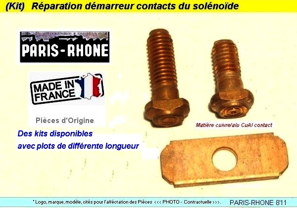 Kit reparation Contacteur solenoide PARIS RHONE demarreurs D8E D10E D11E 20x28