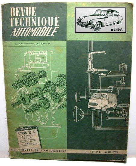 CITROEN DS19 DS21  Revue technique vintage RTA 244 1966