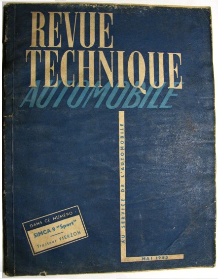 SIMCA 9 SPORT 1953 Tracteur VIERZON VESPA 125 Revue technique AUTOMOBILE SERVICE 