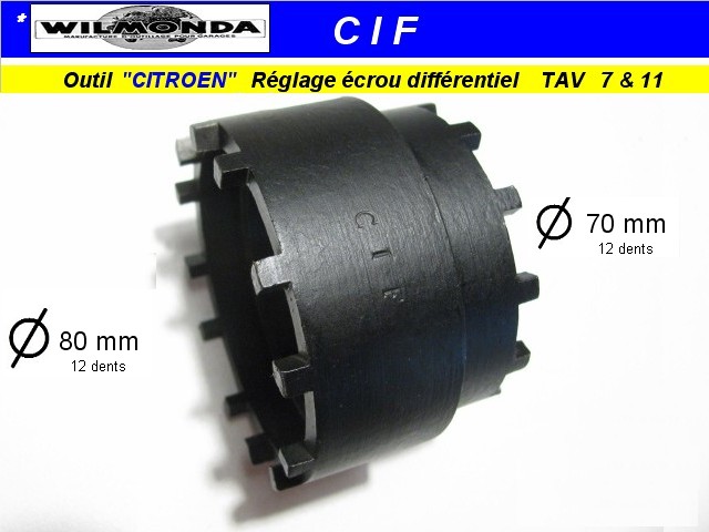 Outil specifique Citroen TAV 7 & 11 reglage BV ecrou differentiel CIF 70-80