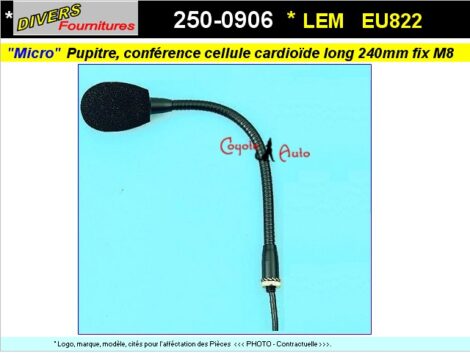 Micro de Pupitre - LEM 50-20000 Hz - Longueur 260 mm - EU822 NO ST 20