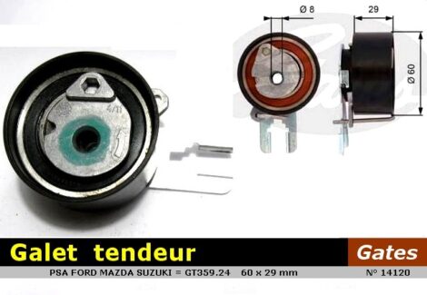 Galet tendeur PSA FORD MAZDA MINI SUZUKI VOLVO  60x29mm - Gates T43158