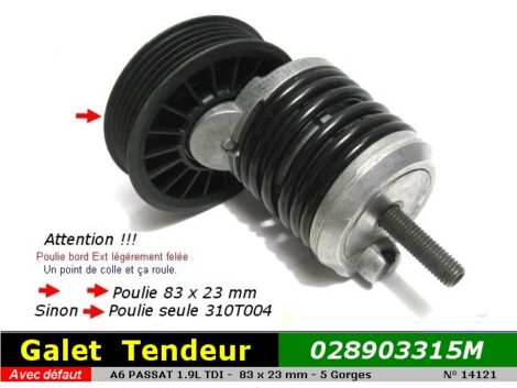Galet tendeur AUDI A4 A6 PASSAT V 1.9l TDI 83x23mm OEM 028903315M (Dans l'état) – Image 2