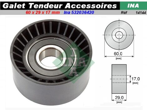 Galet tendeur RENAULT NISSAN OPEL VOLVO 60x31/17 mm INA 532036420 – Image 2