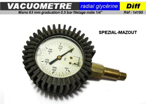 Vacuomètre radial glycérine -1 à 0b diam 63mm - spèZial Mazout