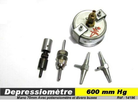 Manomètre dépressiomètre de banc  - 0 à 600 Hg diam 70mm avec accessoires & potentiomètre – Image 2