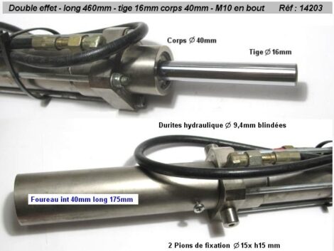 Vérin Spécifique machine érosion - Axe 16 longueur 460 mm - Pour Férus – Image 2