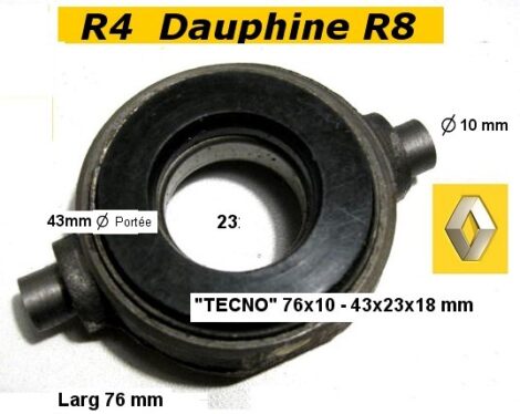 Butée embrayage - RENAULT R4 R8 R10 - Pour mécanisme avec glace (Roulement & graphite) – Image 2