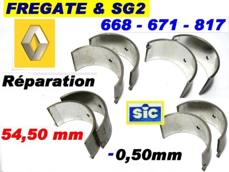 Coussinets de Bielles - RENAULT Frégate SG2 - Ess 671 et 817 - Cote -0.50 mm Réparation 54.50 mm