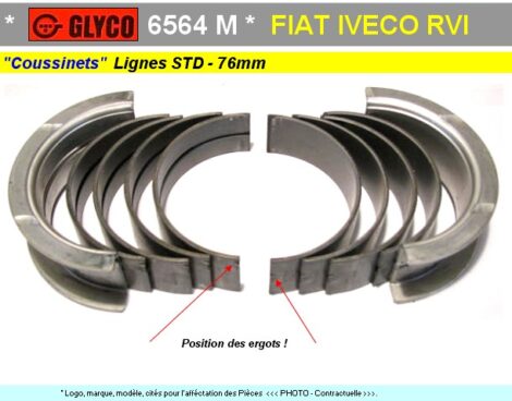 Coussinets de Palier Fiat Iveco RVI Mascot 140 STD Glyco 6564M
