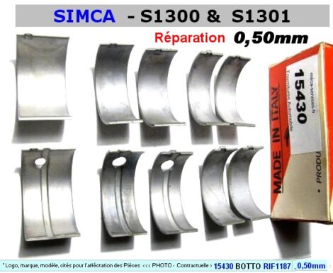 Coussinets de Lignes SIMCA 1300 1301 - Réparation 0,50 mm soit 47,50mm (Réctifieur)