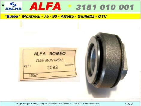 Butée embrayage - Alfa Roméo Montréal Giulietta Alfetta 75 90 GTV (collection)