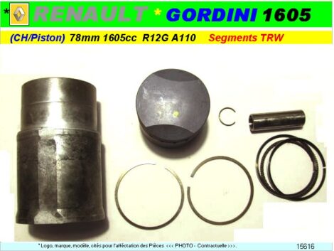Chemise Piston 78 mm origine Renault 1605cc Alpine A110 ou R12 Gordini (dépannage)