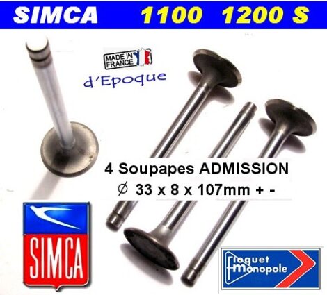 Soupapes Admission SIMCA 1000 1100 1200S 33x8x107 mm Floquet 5360 – Image 2