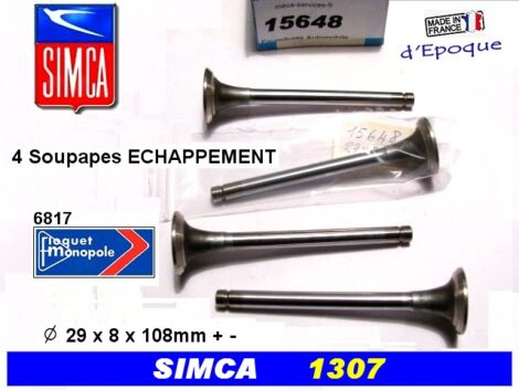 Soupapes Echappement SIMCA 1307 1308 1510 Murena Horizon 205 309 mot talbot 29 mm