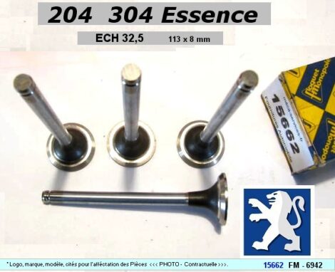 Soupapes Echappement PEUGEOT 204 304 305 Essence - 32.5mm FM 6942 (les 4)
