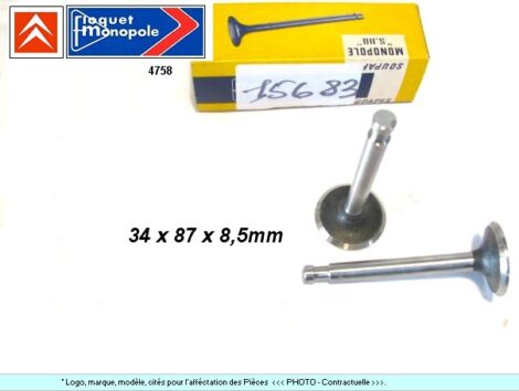 Soupapes Echappement CITROEN AMI6 3cv 34 x 8 x 87 mm Floquet Monopole 4758