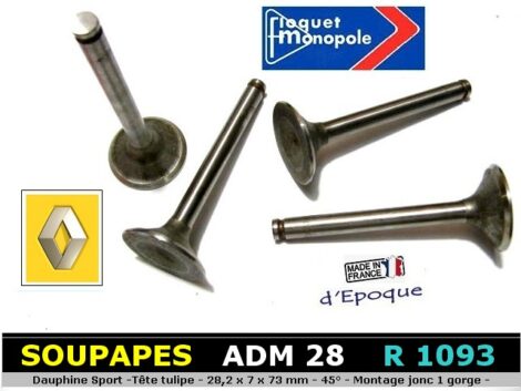 Soupapes RENAULT Dauphine R1093 - Admission 28.2 mm - Echappement 25 mm (les 8 pieces) – Image 2
