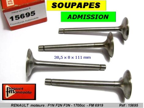 Soupapes Admission RENAULT 1700cc - Clio R5 R9 R11 R19 R21 38,50mm - moteurs F1N F2N F3N – Image 2