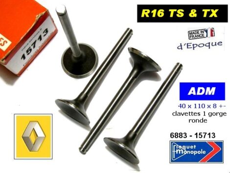 Soupapes Admission RENAULT 15 17 16TS TX  40 x 110 x 8mm Floquet 6883 (les 4)