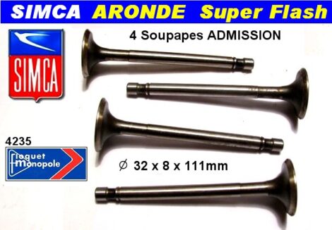 Soupapes Admission SIMCA Aronde Sport 32x8x111 mm Floquet 4235 MOT Super Flash – Image 2
