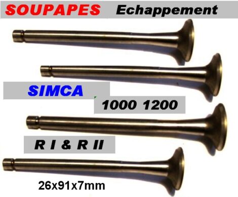 Soupapes Echappement SIMCA 1000 26x91x7mm Rallye I & II 1200S