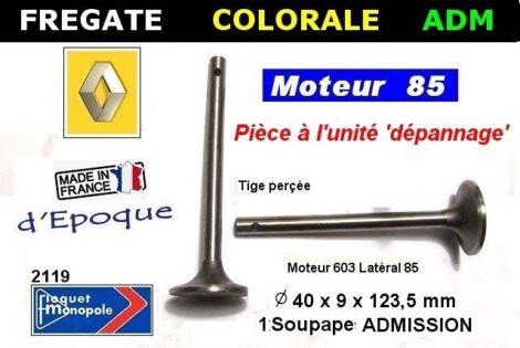 Soupape Admission RENAULT Monaquatre Vivaquatre Colorale Savane Prairie tige perçée (dépannage)