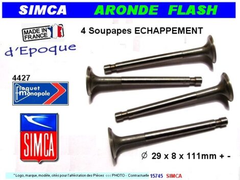 Soupapes Echappement SIMCA Aronde moteur Flash 6cv 1090cc 29x8x111 mm – Image 2